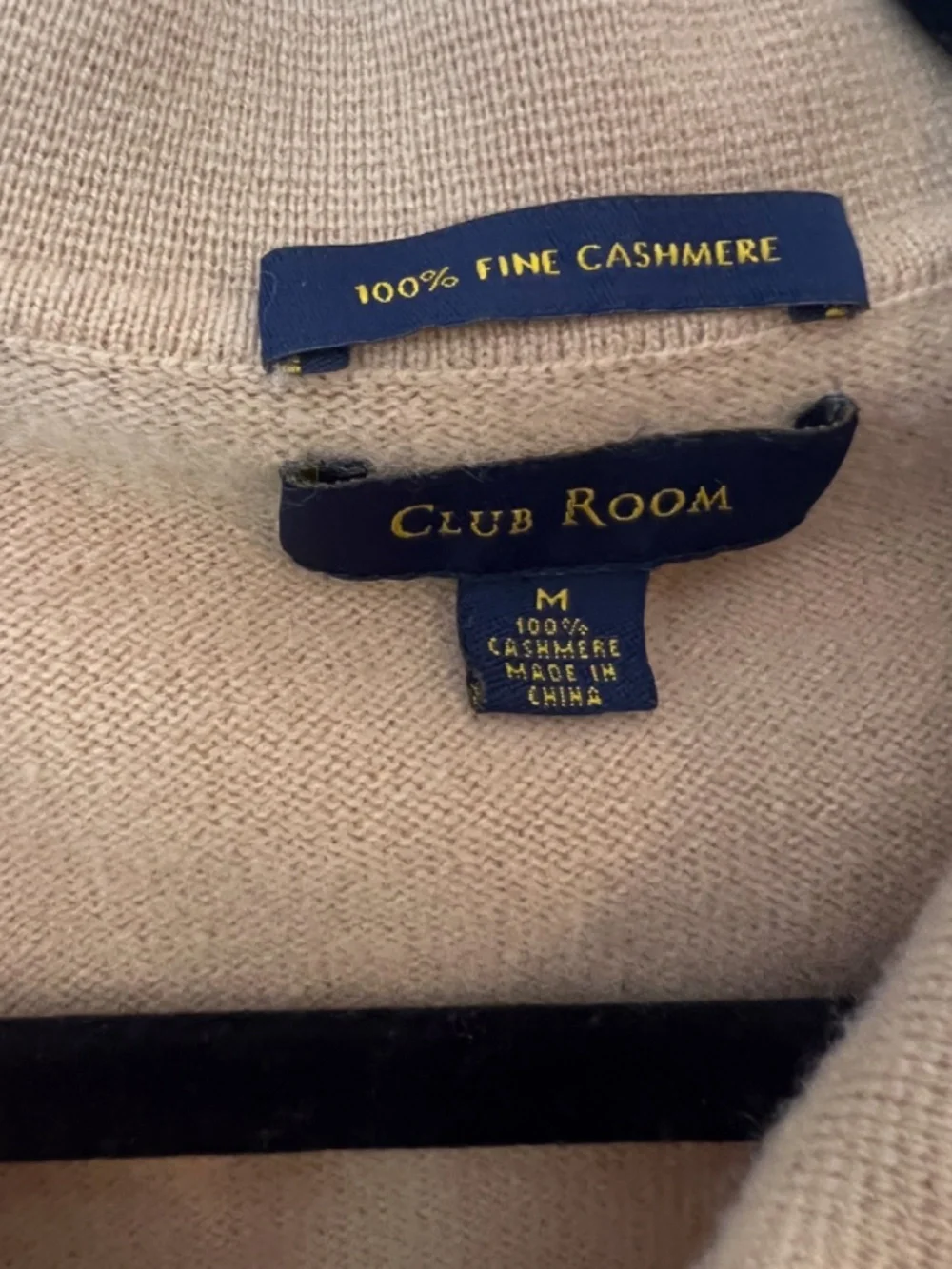 Club Room 100% Fine Cashmere Polo Sweater Men's Medium Camel Beige Knit Luxury